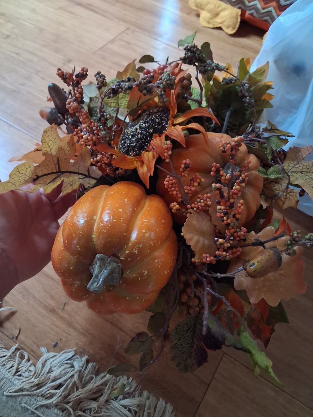 Harvest Pumpkin and Berry Autumn Arrangement - Orange